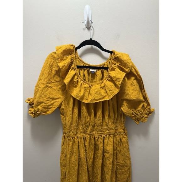 Universal Thread Eyelet Ruffle Midi Dress Mustard Yellow Size XL Cottagecore - Picture 3 of 12